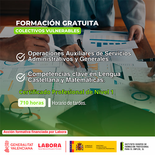operaciones auxiliares de servicios administrativos y competencias clave en lengua castellana horario de tardes